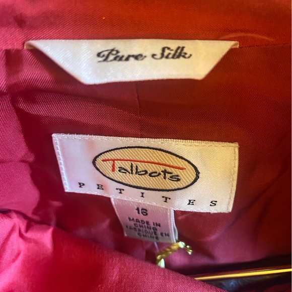 Talbots Petite nwt red pure silk blazer 2 pcs set size 16 - Picture 4 of 5